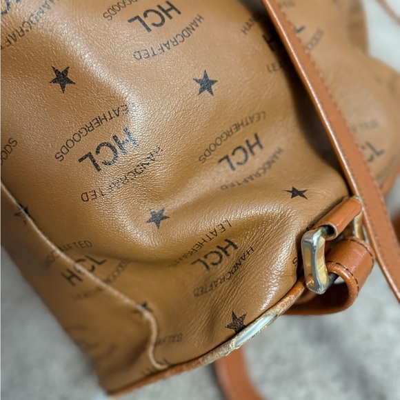 Vintage Made in Germany HCL Backpack Women Small Brown Leather Drawstring Bag main image 7